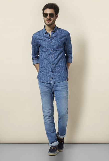 celio* Blue Printed Casual Shirt celio* Blue Printed Casual Shirt