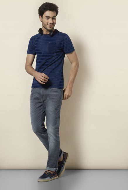 celio* Grey Monkey Wash Slim Fit Jeans celio* Grey Monkey Wash Slim Fit Jeans
