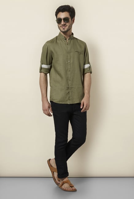 celio* Olive Green Solid Shirt celio* Olive Green Solid Shirt