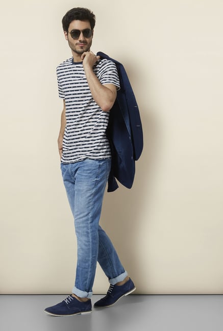 celio* Off-White Striped T-Shirt celio* Off-White Striped T-Shirt