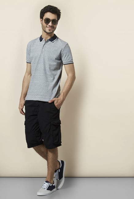celio* Grey Solid Polo T-Shirt celio* Grey Solid Polo T-Shirt