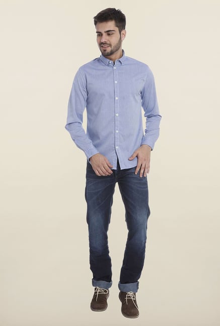 Jack & Jones Light Blue Solid Casual Shirt Jack & Jones Light Blue Solid Casual Shirt
