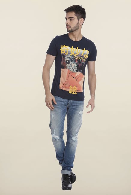 Jack & Jones Navy Crew Neck T Shirt Jack & Jones Navy Crew Neck T Shirt