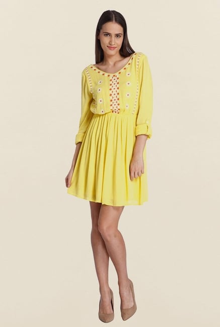 Vero Moda Yellow Embroidered Dress Vero Moda Yellow Embroidered Dress