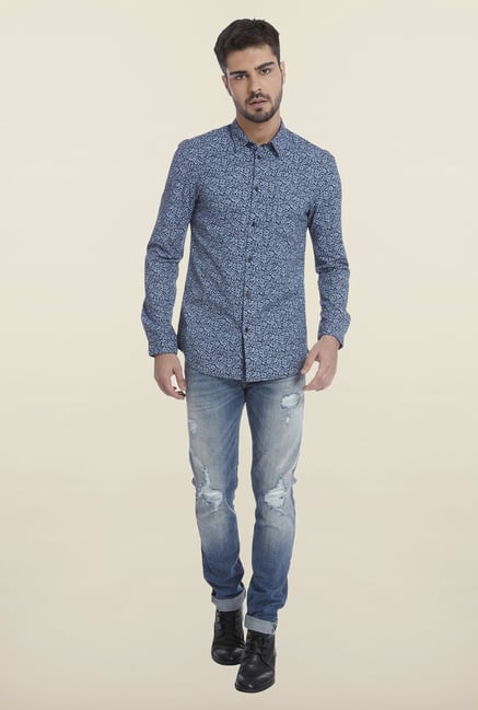 Jack & Jones Indigo Printed Casual Shirt Jack & Jones Indigo Printed Casual Shirt