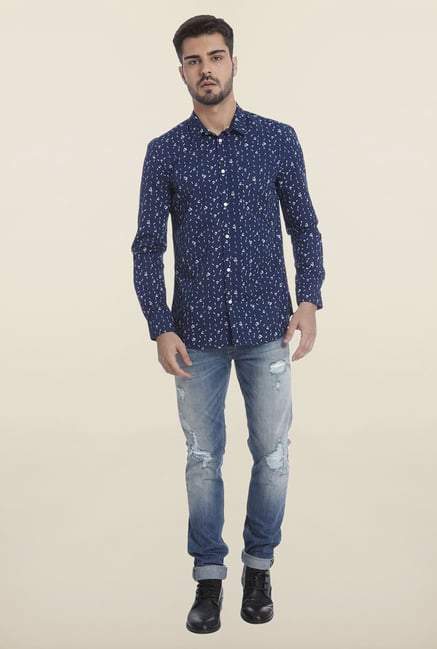 Jack & Jones Navy Regular Fit Casual Shirt Jack & Jones Navy Regular Fit Casual Shirt