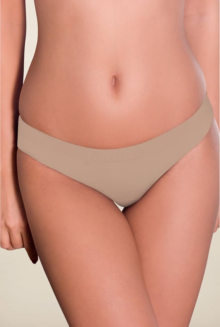 Amante Beige Solid Bikini Panty Amante Beige Solid Bikini Panty