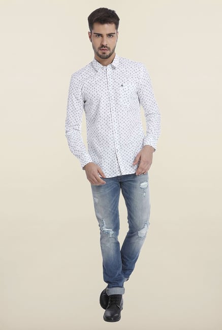 Jack & Jones White Printed Regular Fit Shirt Jack & Jones White Printed Regular Fit Shirt