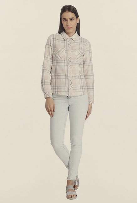 Vero Moda Beige Checks Shirt Vero Moda Beige Checks Shirt