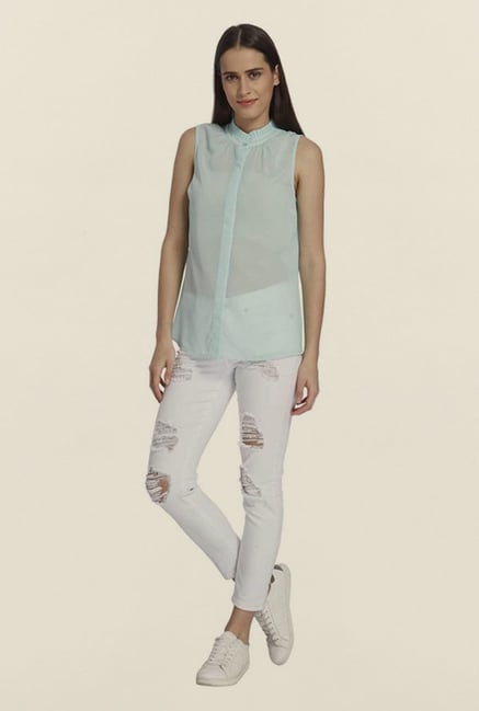 Vero Moda Canal Blue Solid Shirt Vero Moda Canal Blue Solid Shirt