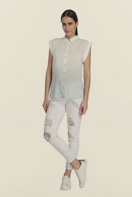 Vero Moda White Ombre Shirt Vero Moda White Ombre Shirt