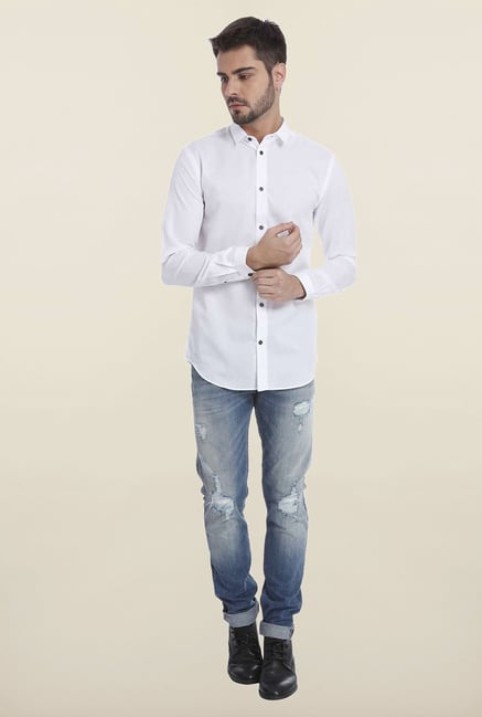 Jack & Jones White Solid Regular Fit Casual Shirt Jack & Jones White Solid Regular Fit Casual Shirt