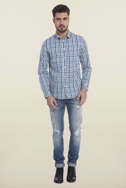 Jack & Jones Blue Checks Casual Shirt Jack & Jones Blue Checks Casual Shirt