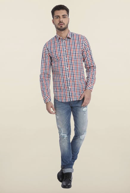 Jack & Jones Blue And Red Checks Casual Shirt Jack & Jones Blue And Red Checks Casual Shirt