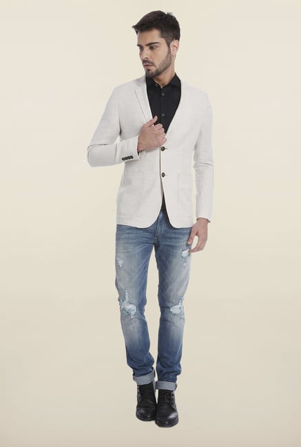 Jack & Jones Beige Linen Blazer Jack & Jones Beige Linen Blazer