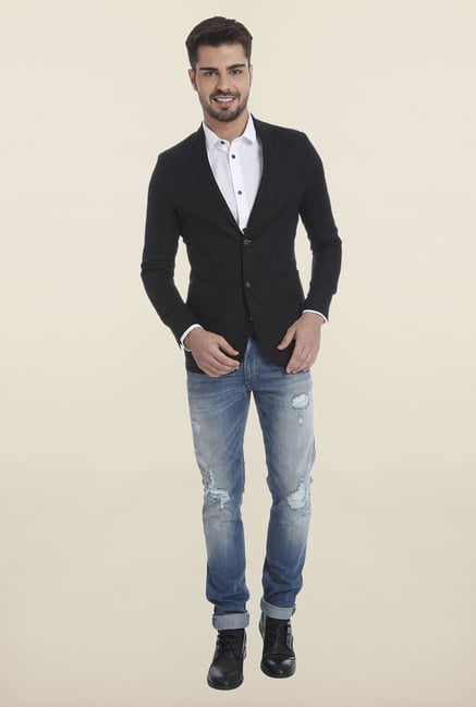 Jack & Jones Black Linen Blazer Jack & Jones Black Linen Blazer