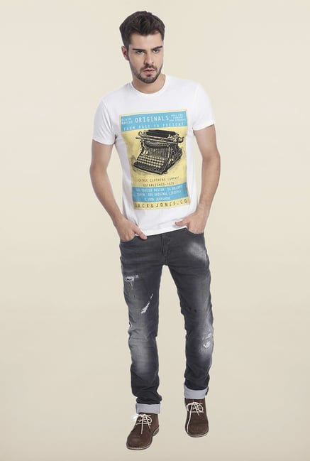 Jack & Jones White Vintage Graphic Print T Shirt Jack & Jones White Vintage Graphic Print T Shirt