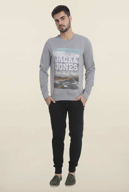 Jack & Jones Light Grey Graphic Print Sweatshirt Jack & Jones Light Grey Graphic Print Sweatshirt