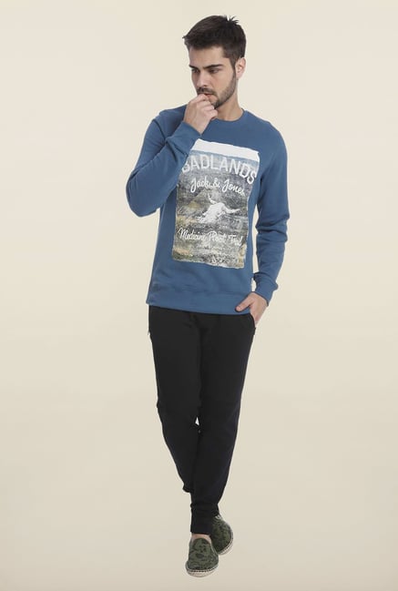 Jack & Jones Blue Crew Neck Sweatshirt Jack & Jones Blue Crew Neck Sweatshirt