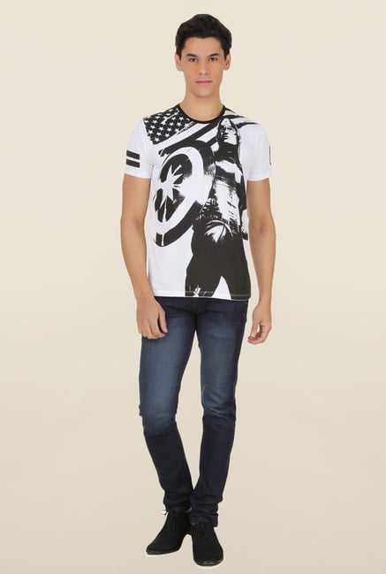 Captain America White Printed T Shirt Captain America White Printed T Shirt