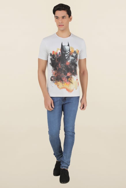 Batman Light Grey Printed Cotton T Shirt Batman Light Grey Printed Cotton T Shirt