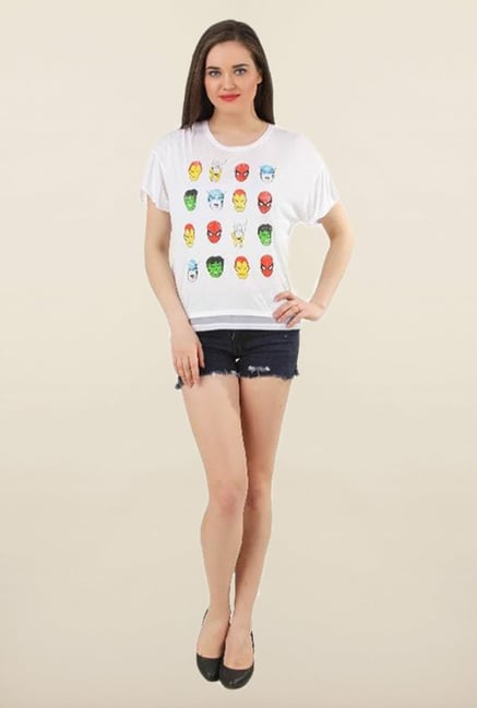 Marvel Comics Off White Printed Top Marvel Comics Off White Printed Top