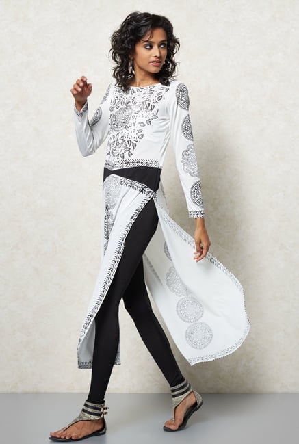 Ira Soleil White Floral Print Kurta Ira Soleil White Floral Print Kurta