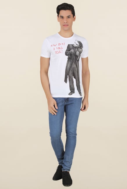 Batman White Printed Cotton T Shirt Batman White Printed Cotton T Shirt