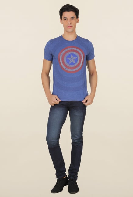 Captain America Surf Blue Printed T Shirt Captain America Surf Blue Printed T Shirt