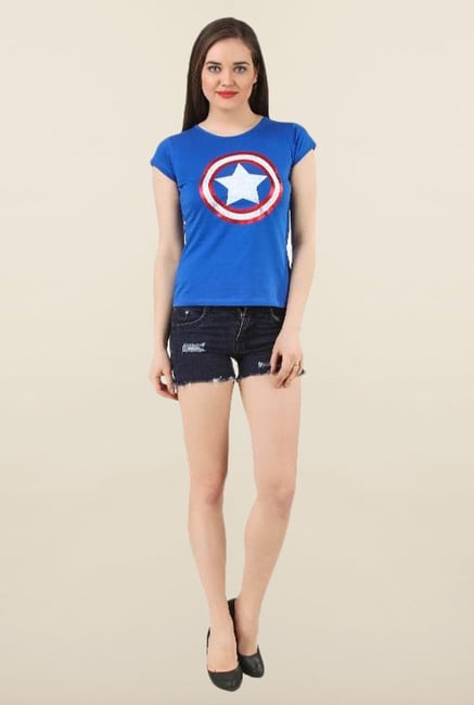 Marvel Comics Royal Blue Printed Top Marvel Comics Royal Blue Printed Top
