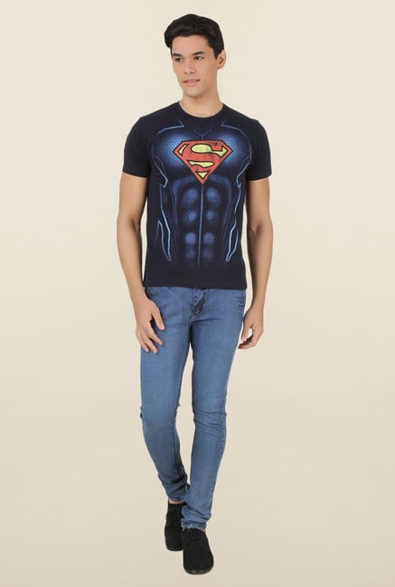 Superman Dark Navy Cotton T Shirt Superman Dark Navy Cotton T Shirt