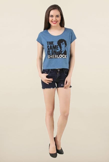 Sherlock Blue Neps Printed Top Sherlock Blue Neps Printed Top