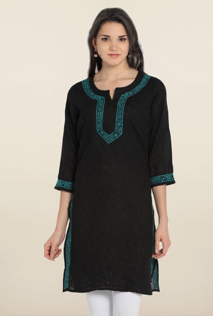 Soch Black Embroidered Cotton Kurta Soch Black Embroidered Cotton Kurta