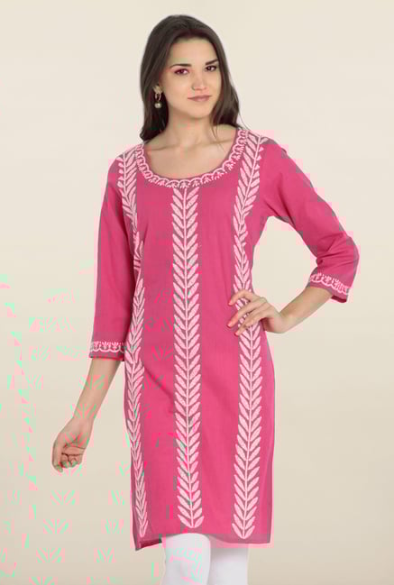 Soch Pink Embroidered Cotton Kurta Soch Pink Embroidered Cotton Kurta
