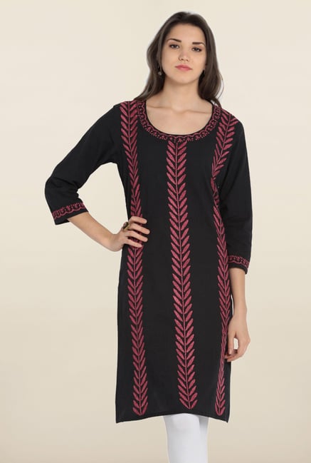 Soch Black Embroidered Cotton Kurta Soch Black Embroidered Cotton Kurta