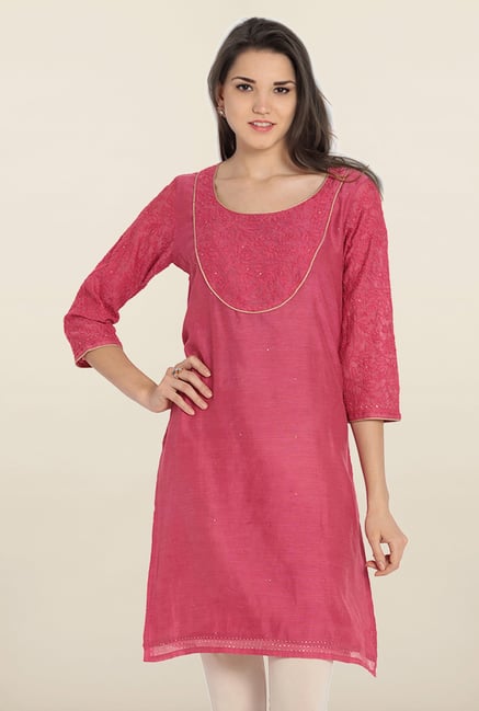 Soch Pink Embroidered Cotton Kurta Soch Pink Embroidered Cotton Kurta