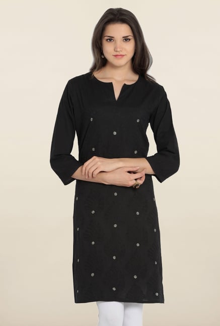 Soch Black Cotton Embroidered Kurta Soch Black Cotton Embroidered Kurta