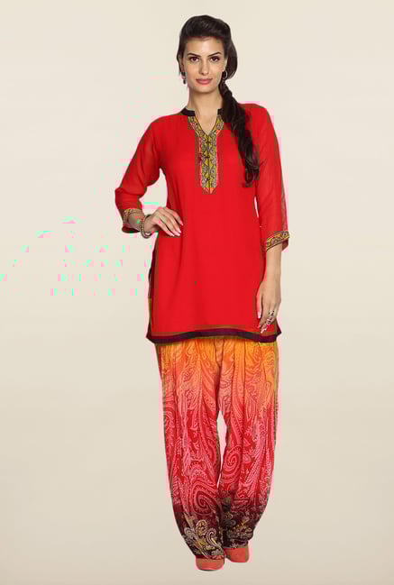 Soch Red Georgette Kurti Suit Set Soch Red Georgette Kurti Suit Set