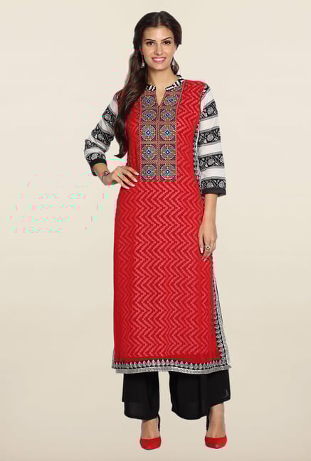 Soch Red & Black Georgette Kurta Suit Set Soch Red & Black Georgette Kurta Suit Set