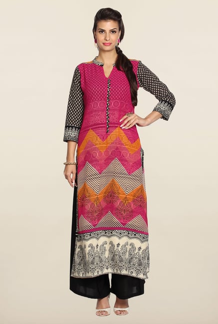 Soch Magenta & Black Georgette Kurta Suit Set Soch Magenta & Black Georgette Kurta Suit Set