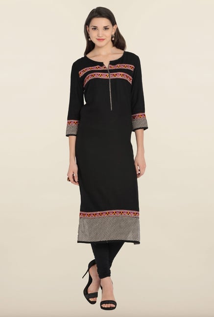 Soch Black & Beige Printed Kurta Soch Black & Beige Printed Kurta