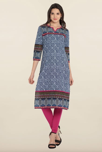 Soch Indigo Printed Batic Cotton Kurta Soch Indigo Printed Batic Cotton Kurta