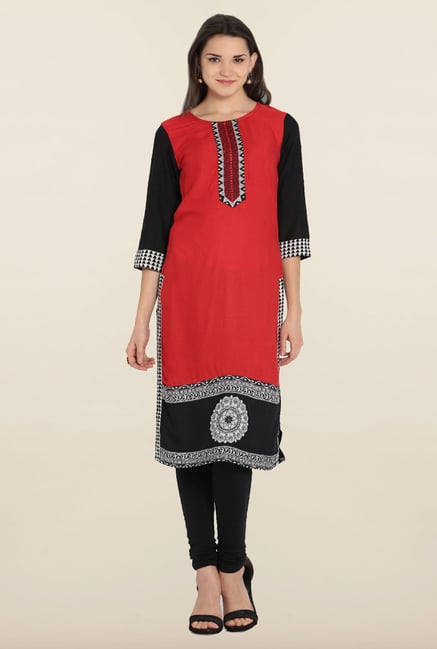 Soch Red & Black Printed Kurta Soch Red & Black Printed Kurta