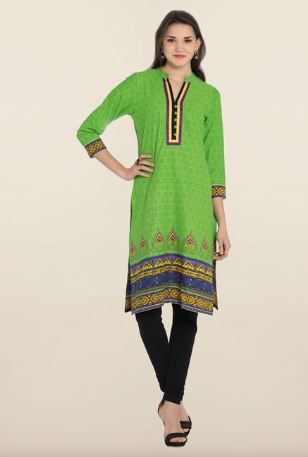 Soch Green Printed Cotton Kurta Soch Green Printed Cotton Kurta
