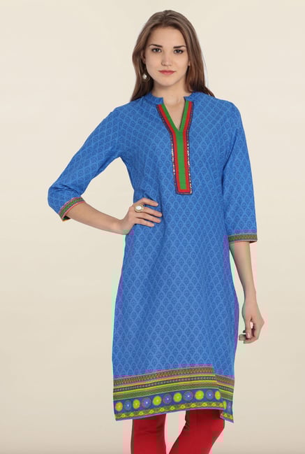 Soch Blue Printed Cotton Kurta Soch Blue Printed Cotton Kurta