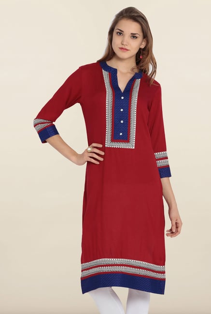 Soch Maroon Embroidered Cotton Kurta Soch Maroon Embroidered Cotton Kurta