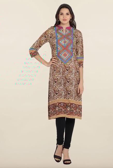 Soch Beige Printed Cotton Kurta Soch Beige Printed Cotton Kurta
