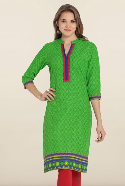 Soch Green Printed Cotton Kurta Soch Green Printed Cotton Kurta