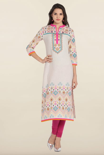 Soch White Embroidered Linen Kurta Soch White Embroidered Linen Kurta