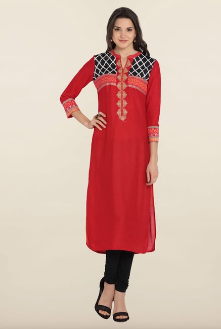 Soch Red Rayon Kurta Soch Red Rayon Kurta